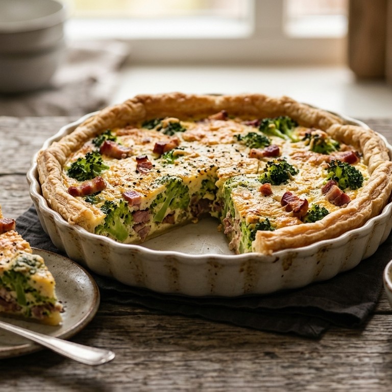Broccoliquiche met spekjes recept