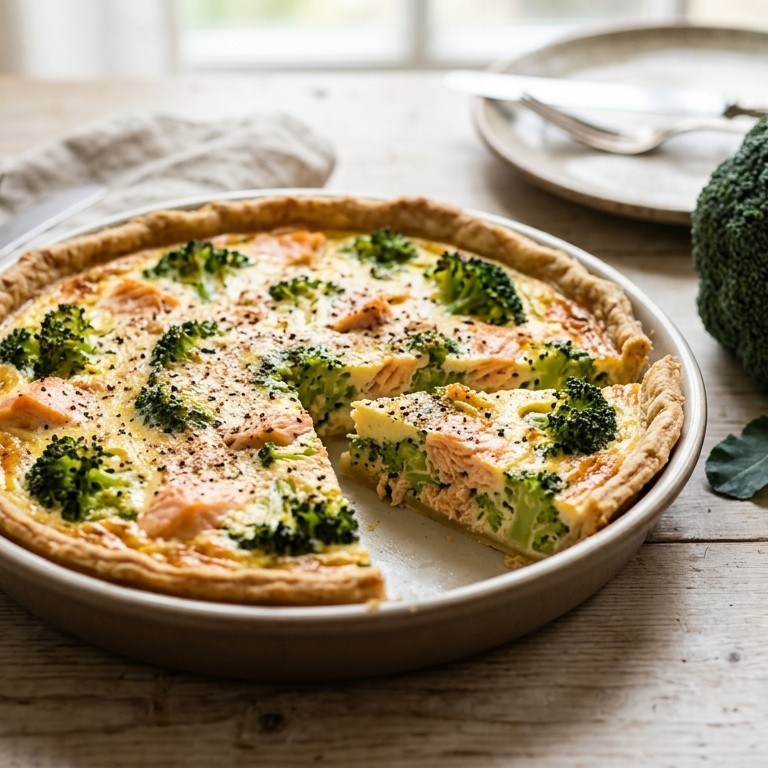 Broccoliquiche met zalm recept