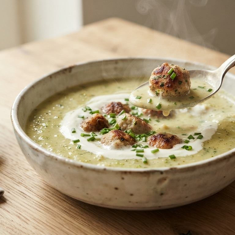 Broccolisoep met hamballetjes recept