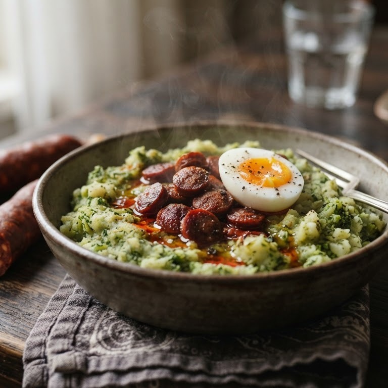 Broccolistamppot met chorizo recept