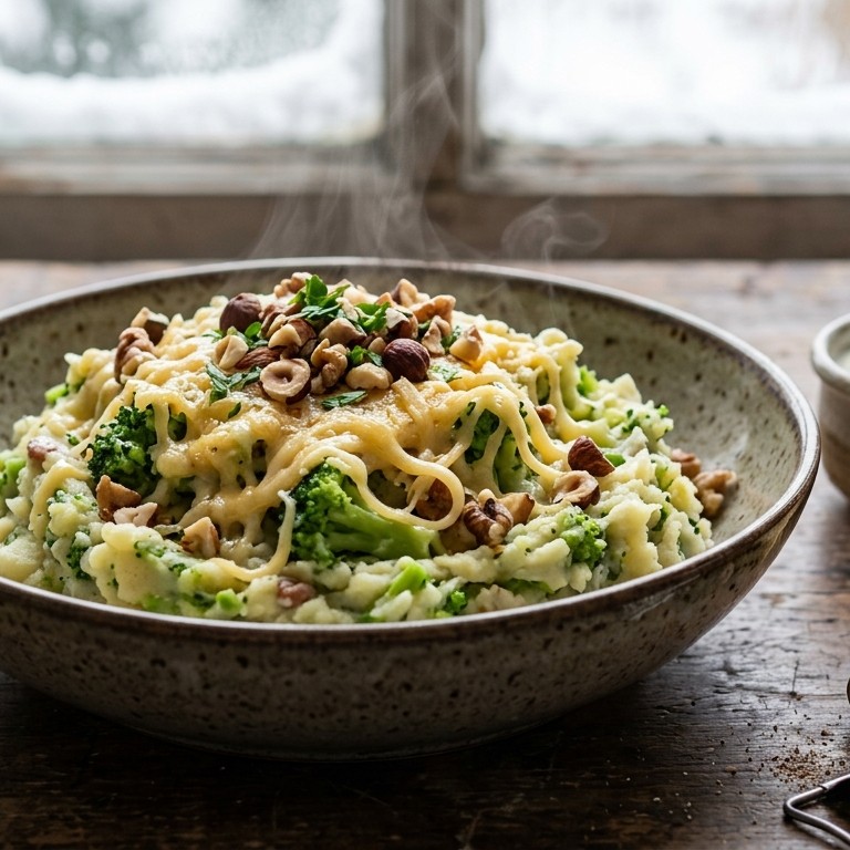 Broccolistamppot met noten recept