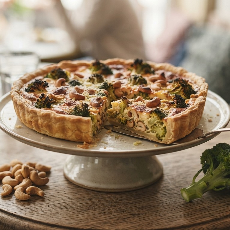 Broccolitaart met cashewnoten recept