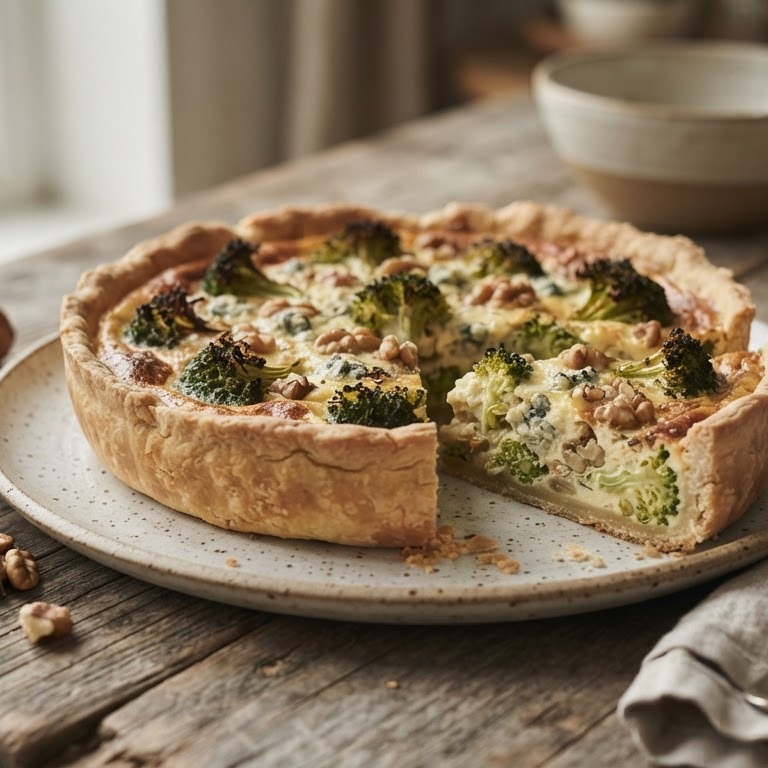 Broccolitaart met noten recept