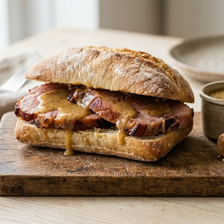 Broodje beenham met honingmosterdsaus recept