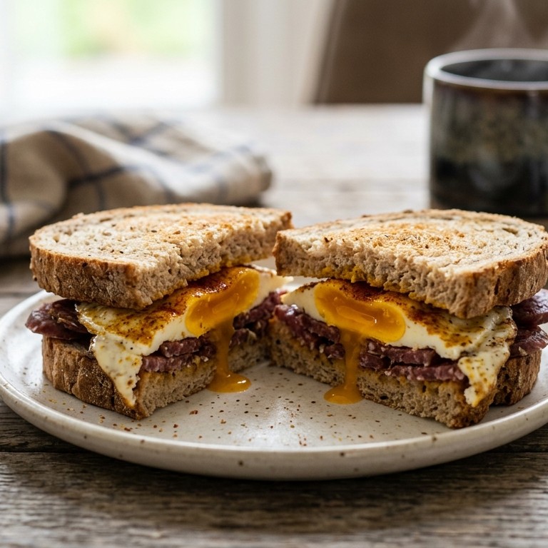 Broodje ei met worst recept