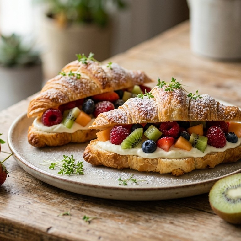 Broodje fruitsalade met creme fraiche recept