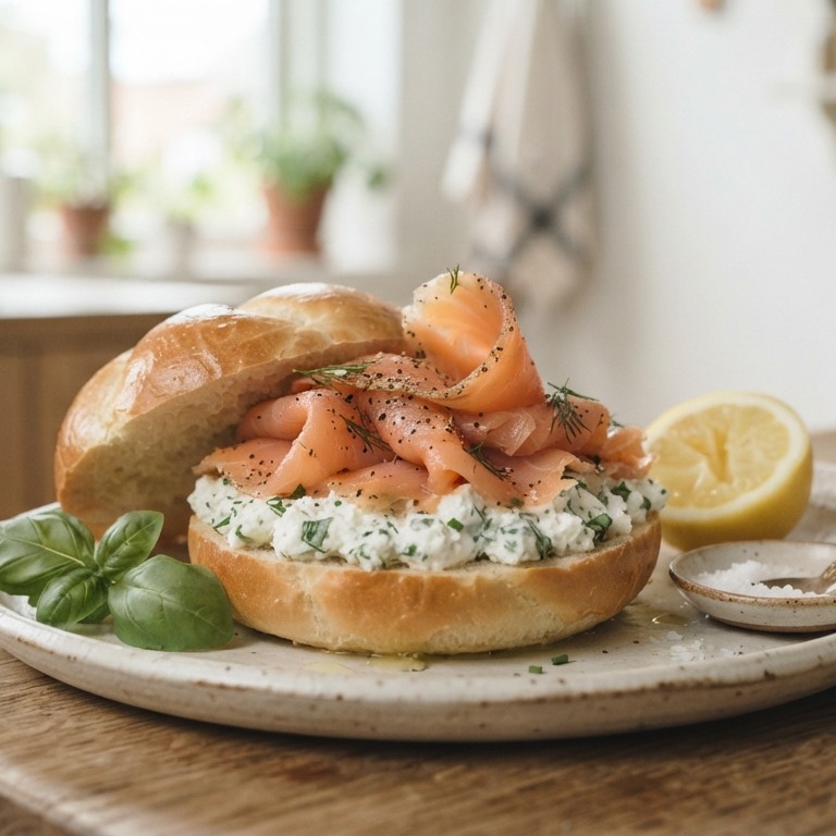 Broodje kruidenkaas met zalm recept