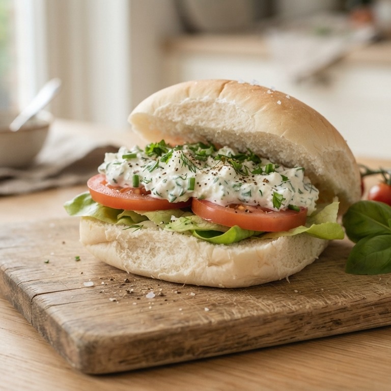 Broodje met gekruide Hüttenkäse recept