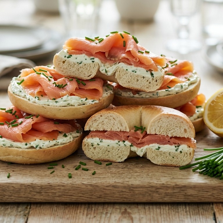 Broodje met gerookte zalm en roomkaas voor buffet recept