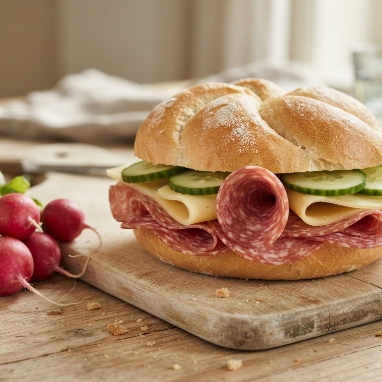 Broodje salami, kaas, komkommer recept