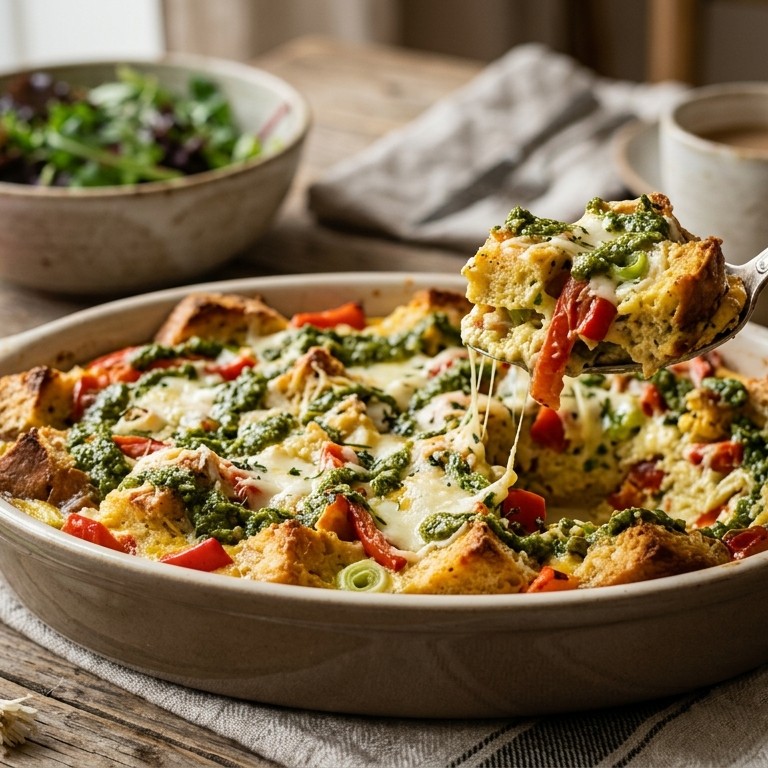 Broodschotel met ei, tomaten en pesto recept
