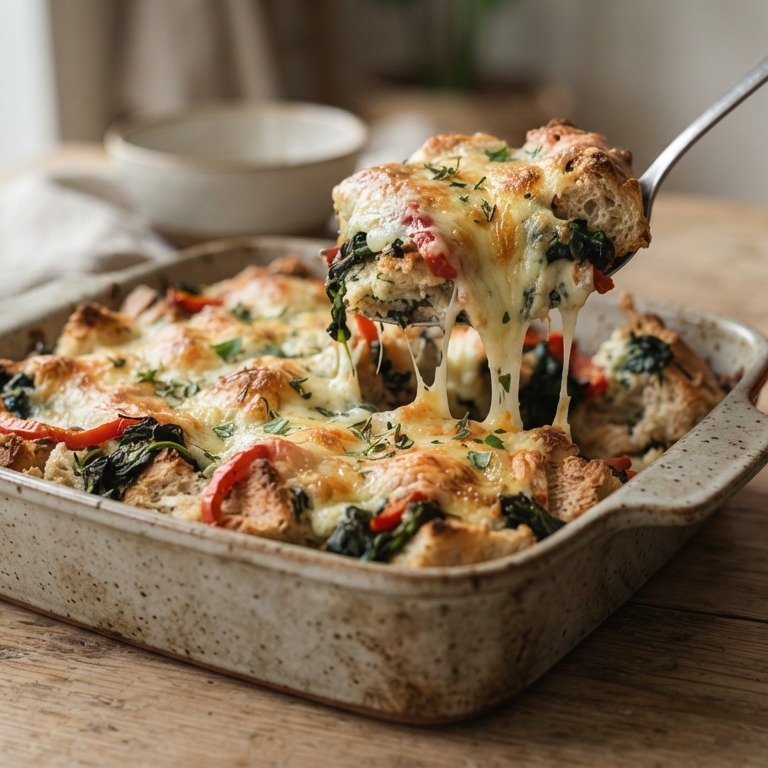 Broodschotel met spinazie en paprika recept
