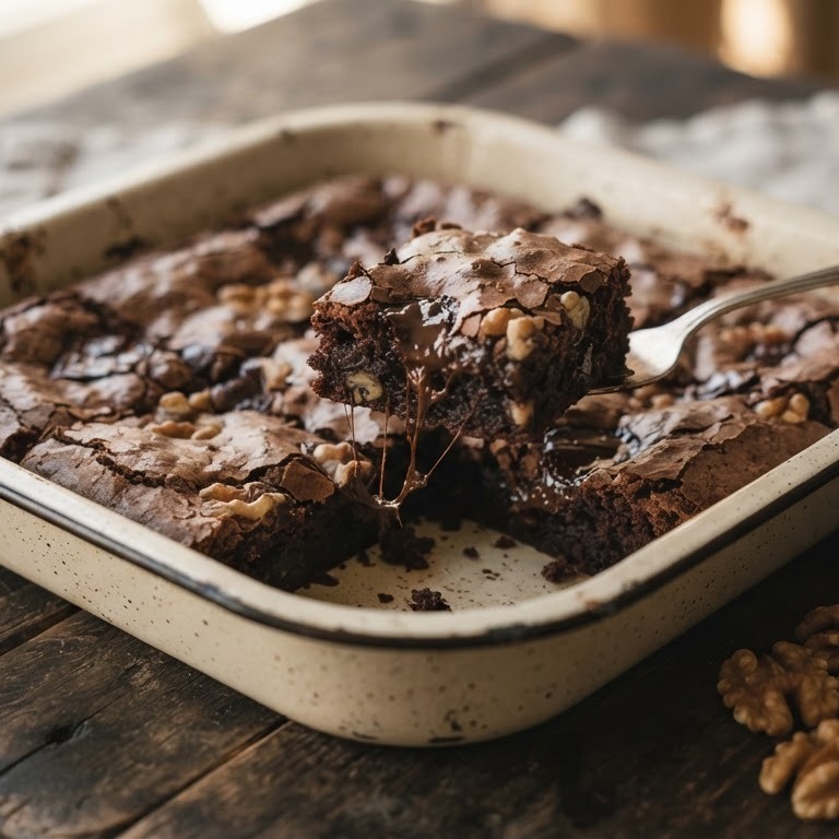 Brownies met walnoten en stukjes chocolade recept