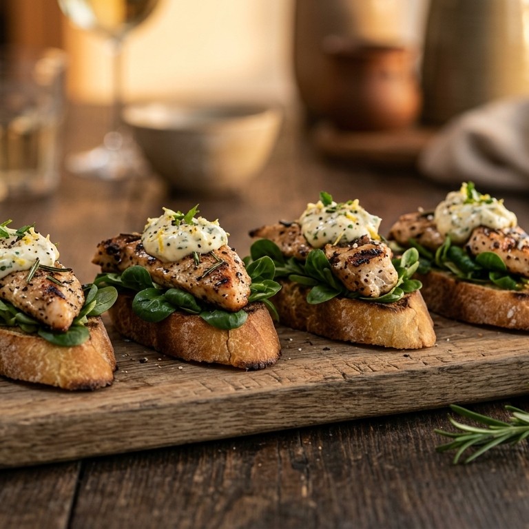 Bruchette met kipreepjes en citroenmayonaise recept