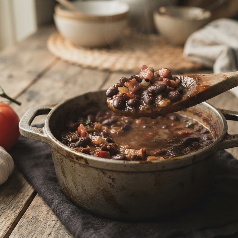 Bruine bonen met spek recept