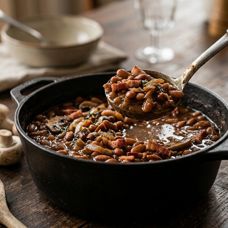 Bruine bonen schotel met spek recept