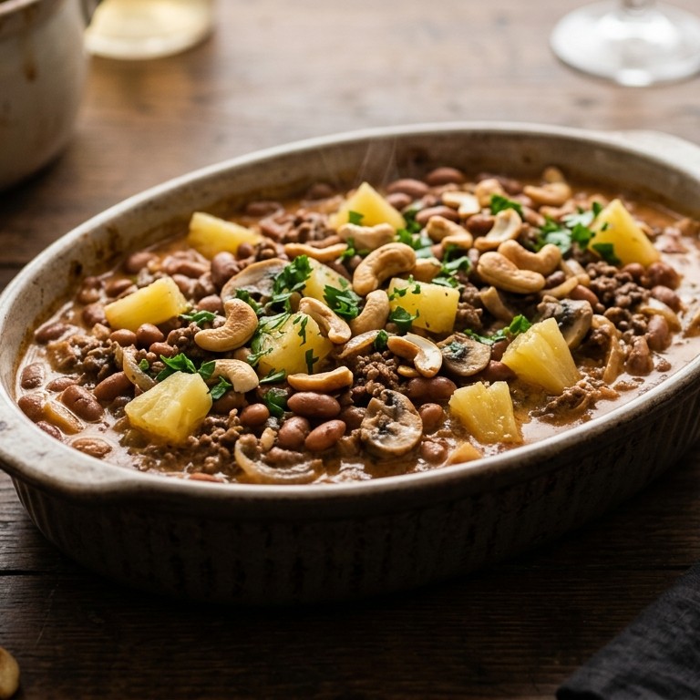 Bruine bonenschotel met ananas en cashewnoten recept