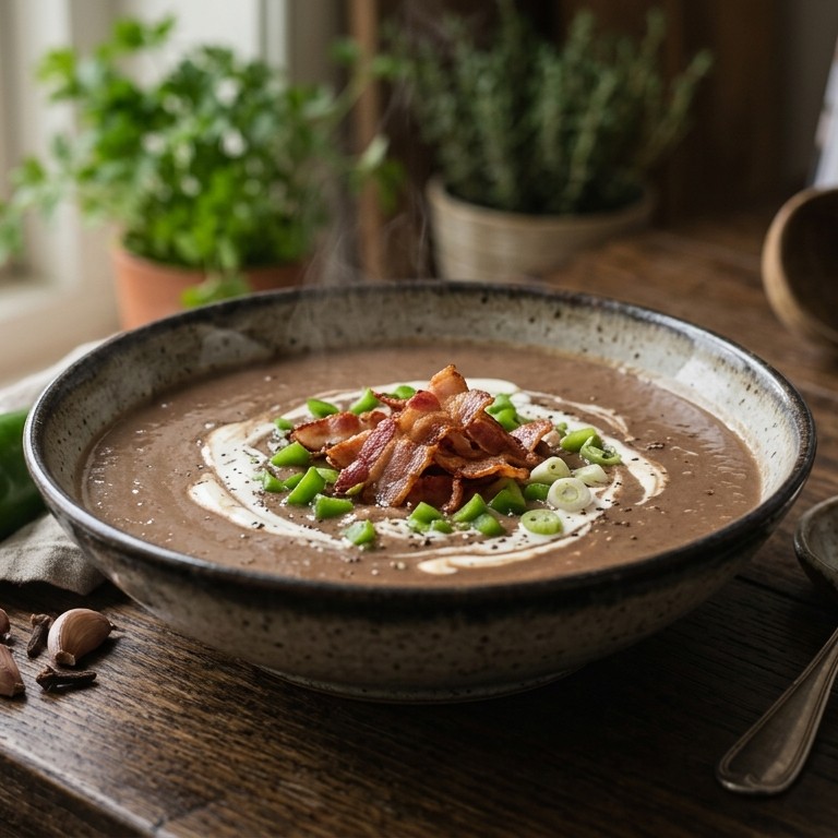 Bruinebonensoep met bakbacon en kruidnagel recept