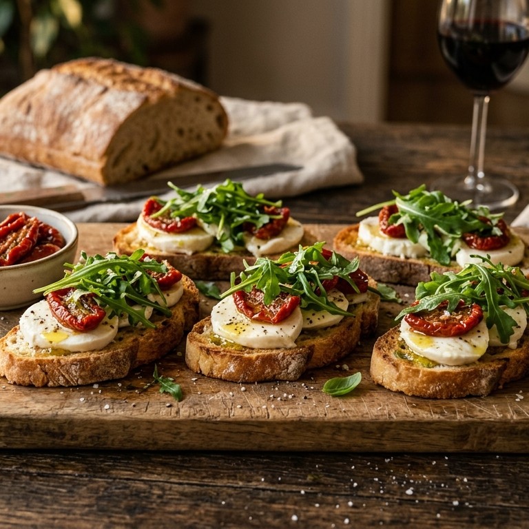 Bruschetta met rucola en mozzarella recept