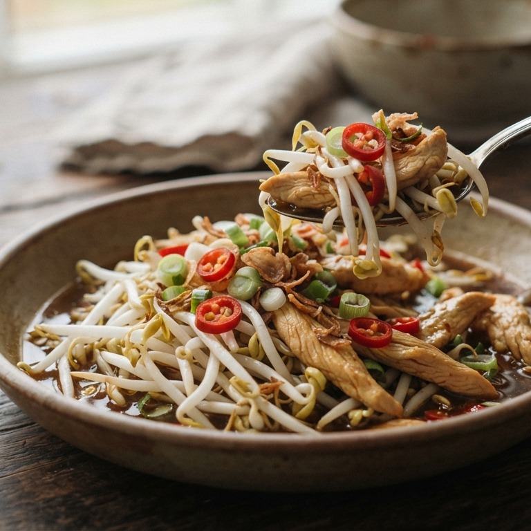 Cah Tauge Pedis (pittige tauge met bouillon) recept