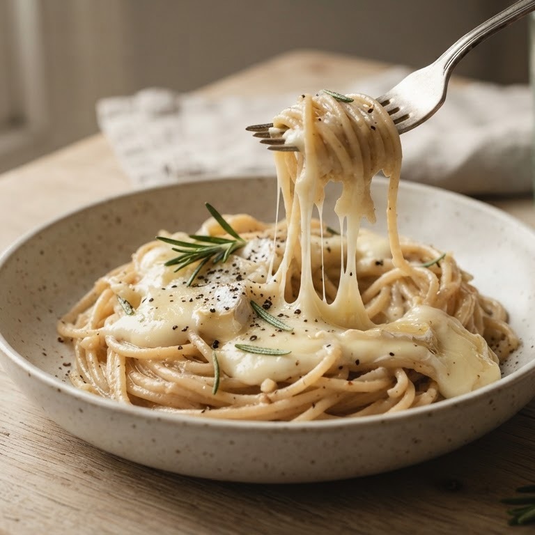 Camembert spaghetti recept
