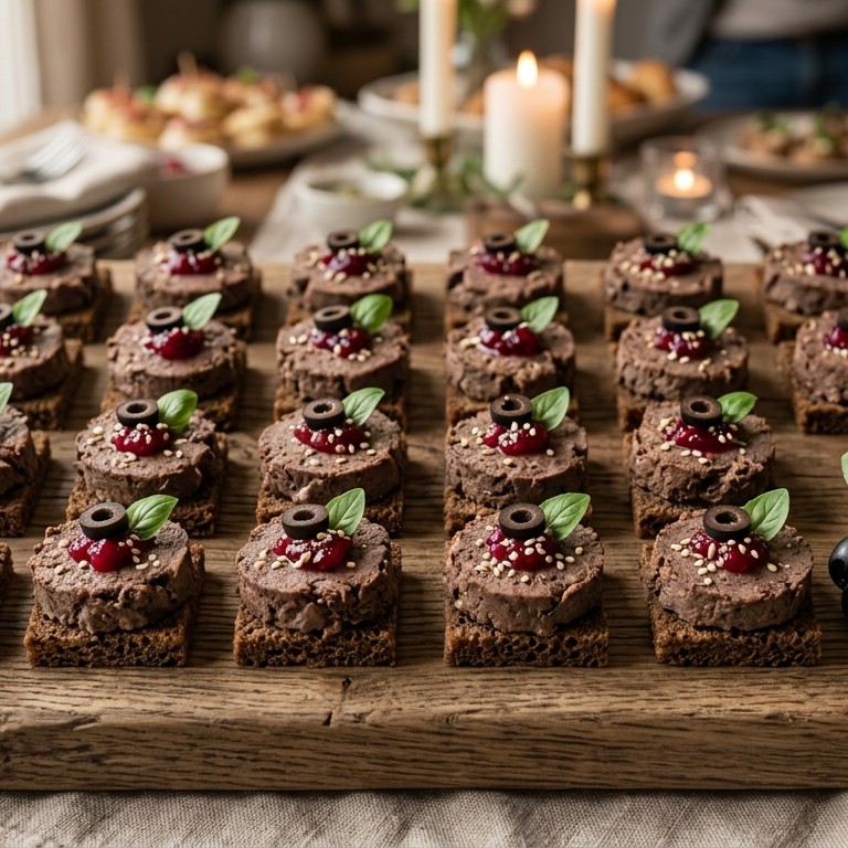 Canapé met wildpaté voor buffet recept