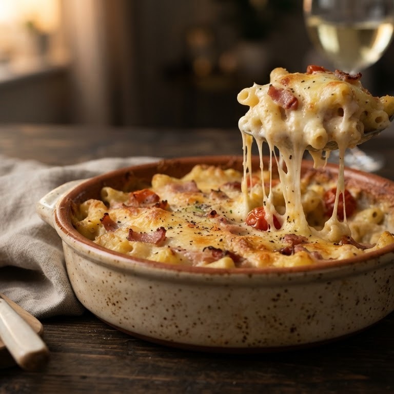Carbonara, macaroni met ham en kaas recept