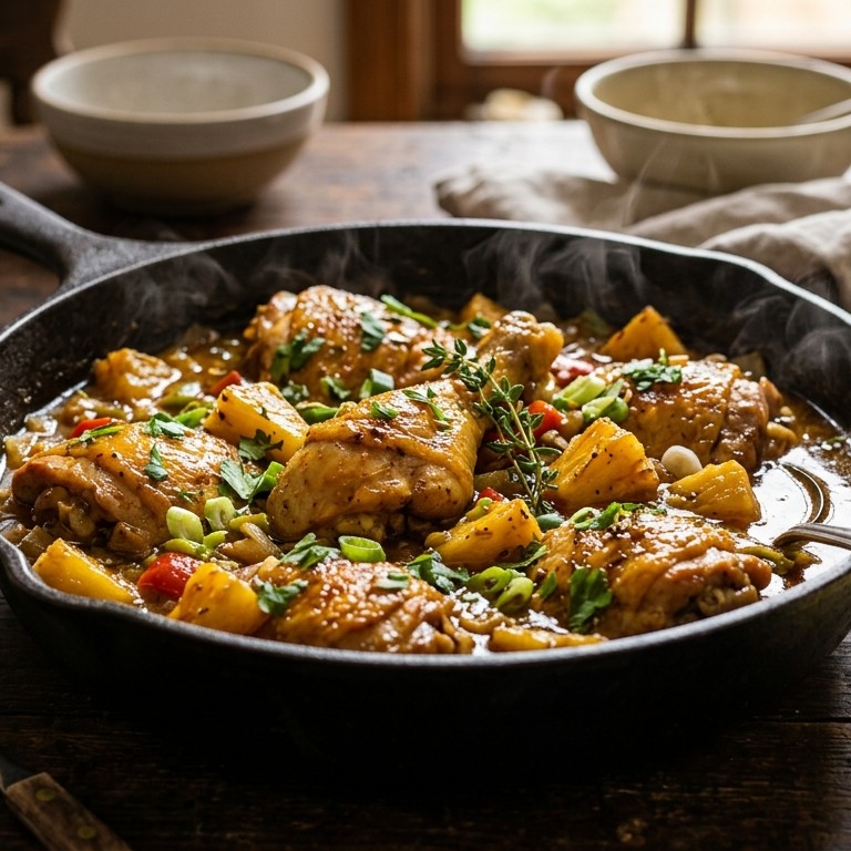 Caribische stoof kip met ananas (450 kcal) recept