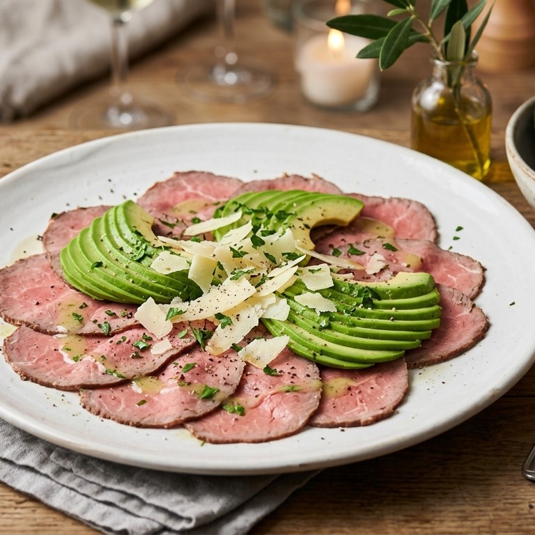 Carpaccio met rosbief en avocado recept