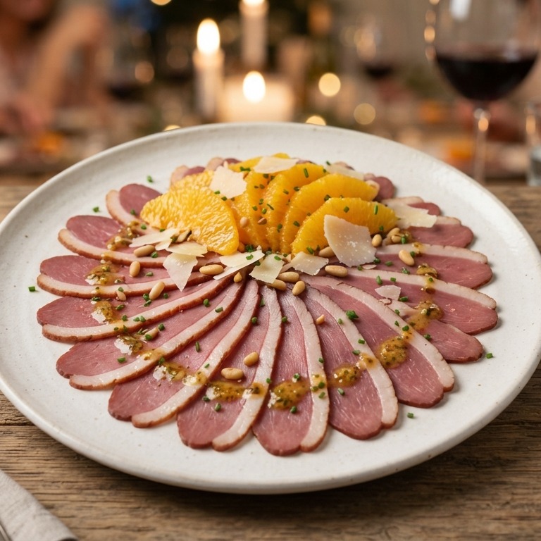 Carpaccio van gerookte eendenborst recept