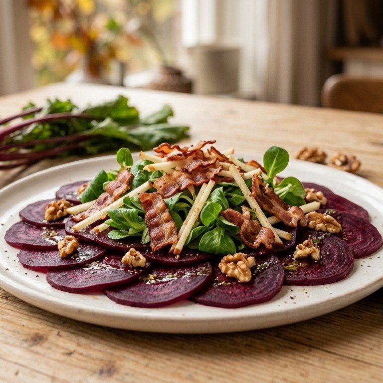 Carpaccio van rode bieten met bacon recept