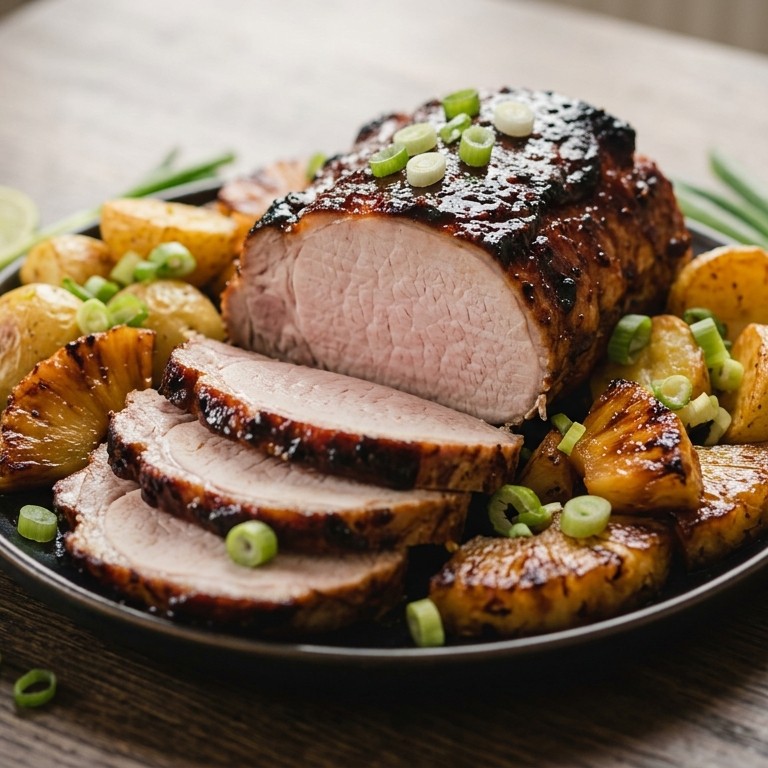 Casselerrib met ananas en lente-uitjes recept