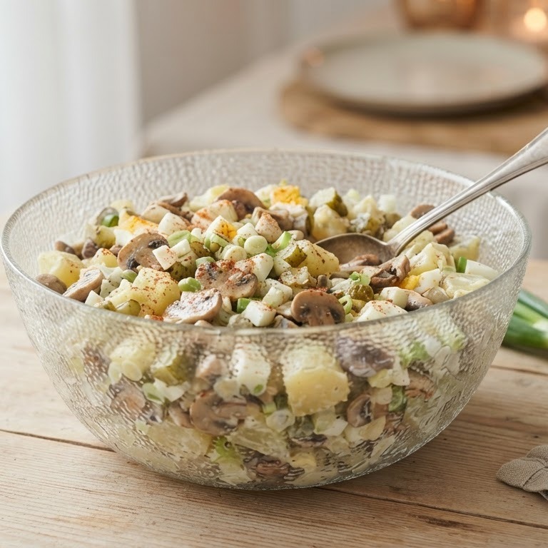 Champignon-aardappelsalade voor buffet recept