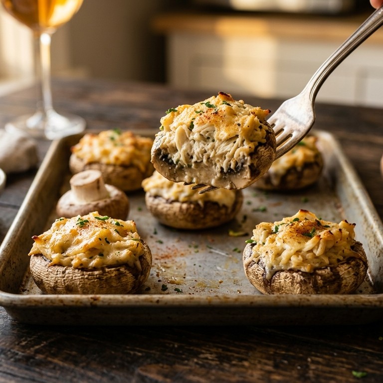 Champignon gevuld met krab recept