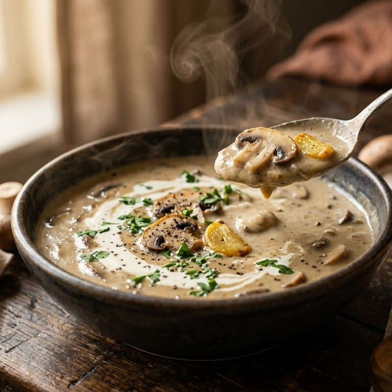 Champignon-knoflooksoep recept