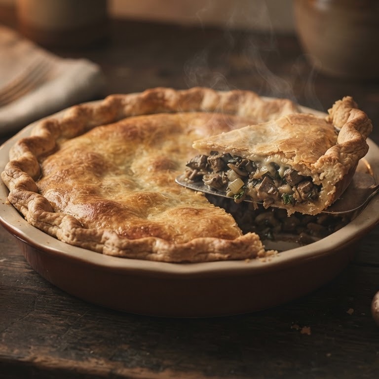 Champignon-leverpie recept