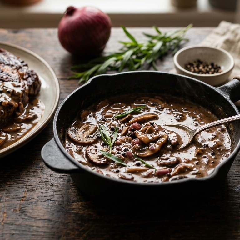Champignonpeperjachtsaus recept