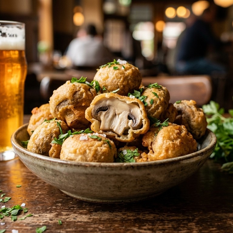Champignons in een jasje van bierbeslag recept