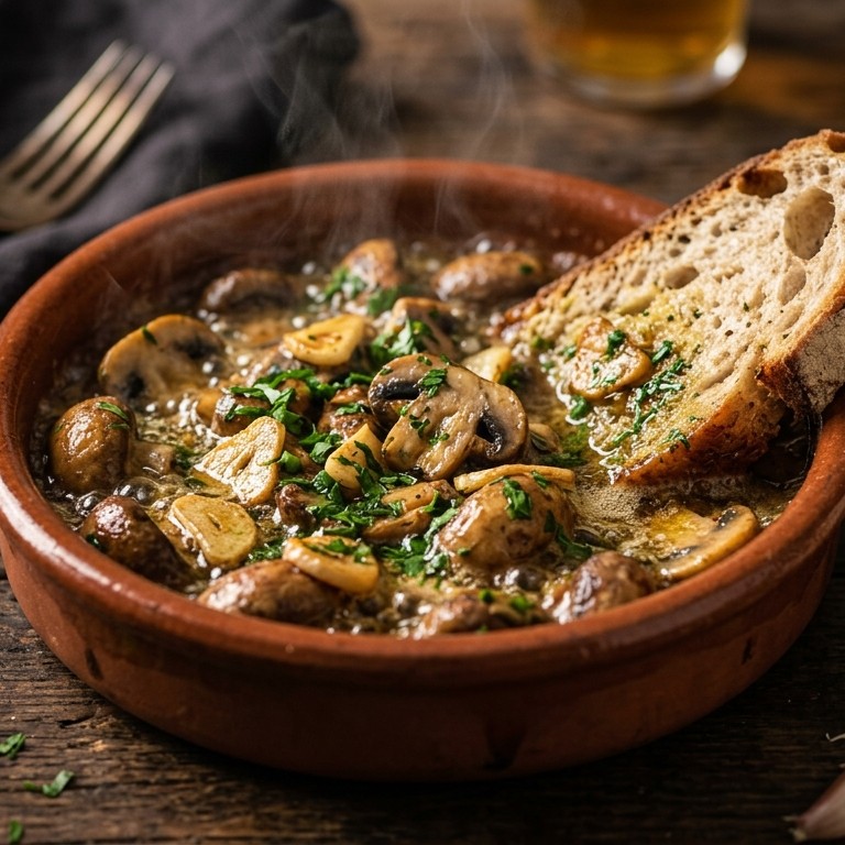Champignons in knoflookboter recept