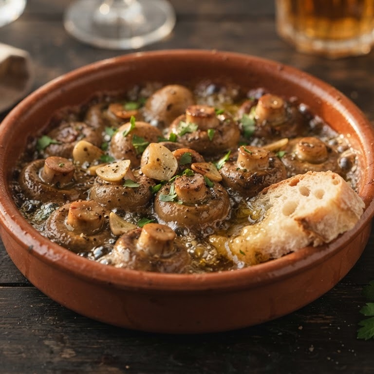 Champignons in knoflookolie recept