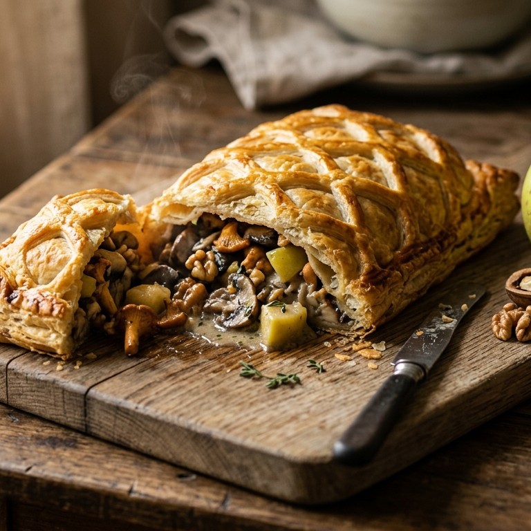 Champignons met appel in bladerdeeg recept