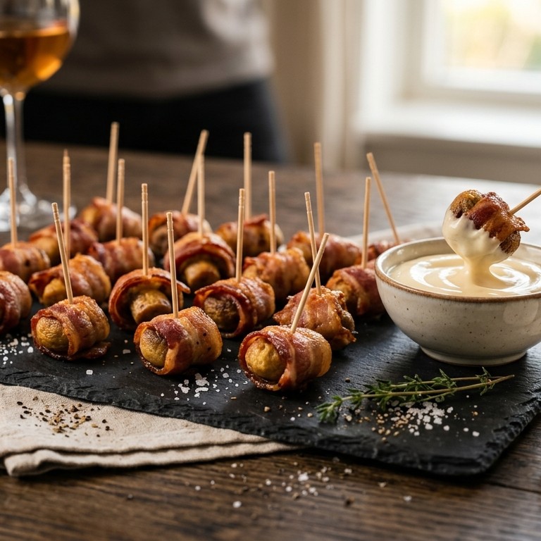 Champignons met bacon en knoflookmayonaise recept