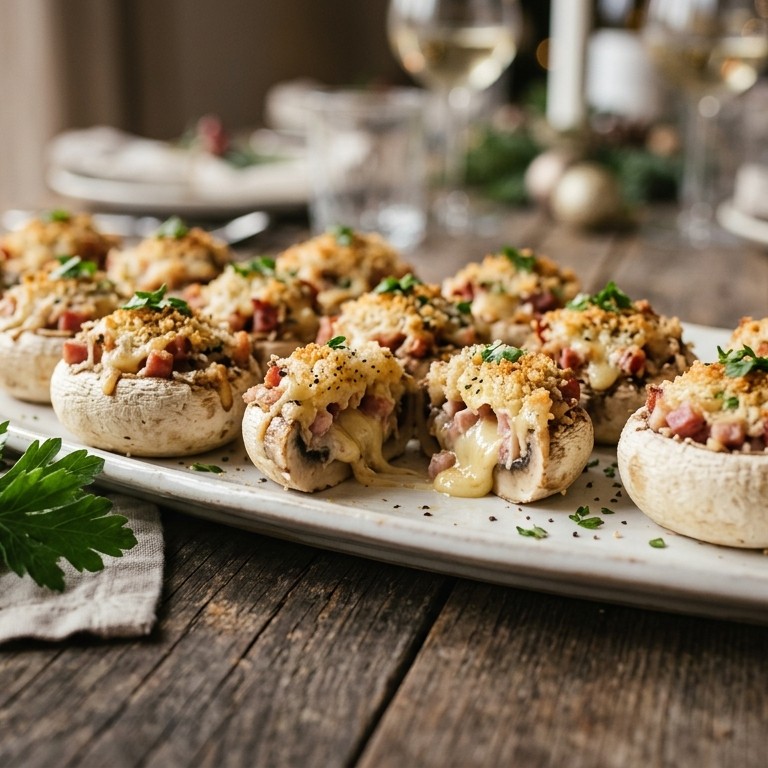 Champignons met ham-kaasvulling voor buffet recept