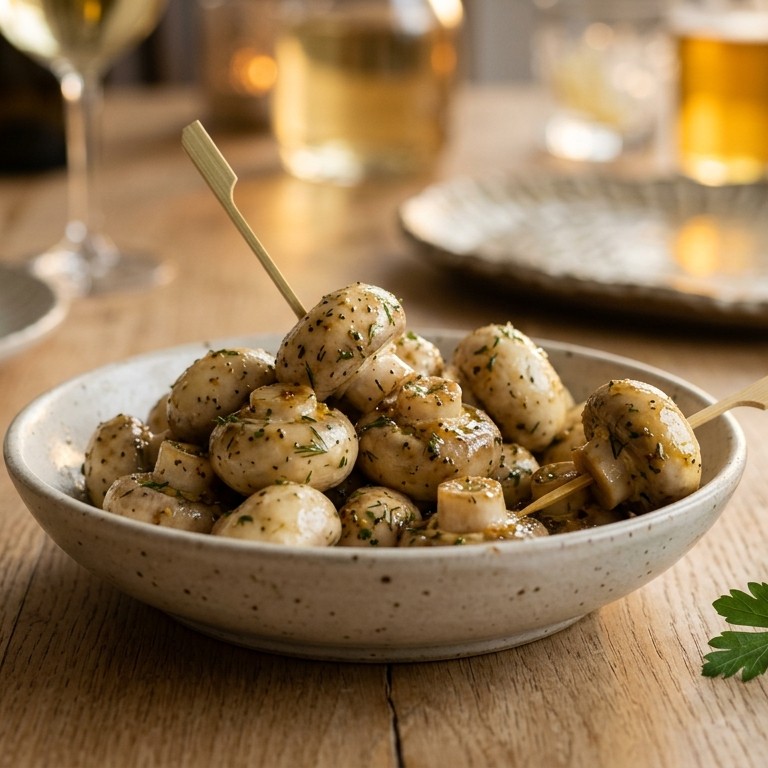 Champignons met honing-mosterddressing recept