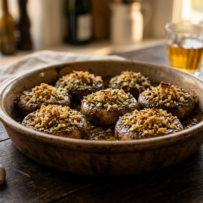 Champignons met kruidenkruim recept