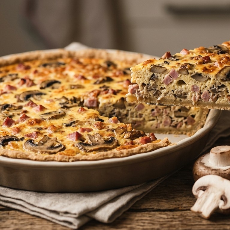 Champignontaart met ham recept