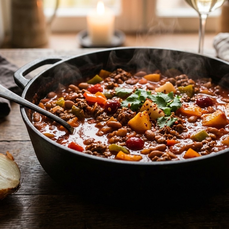 Chili con carne met fruitcocktail recept