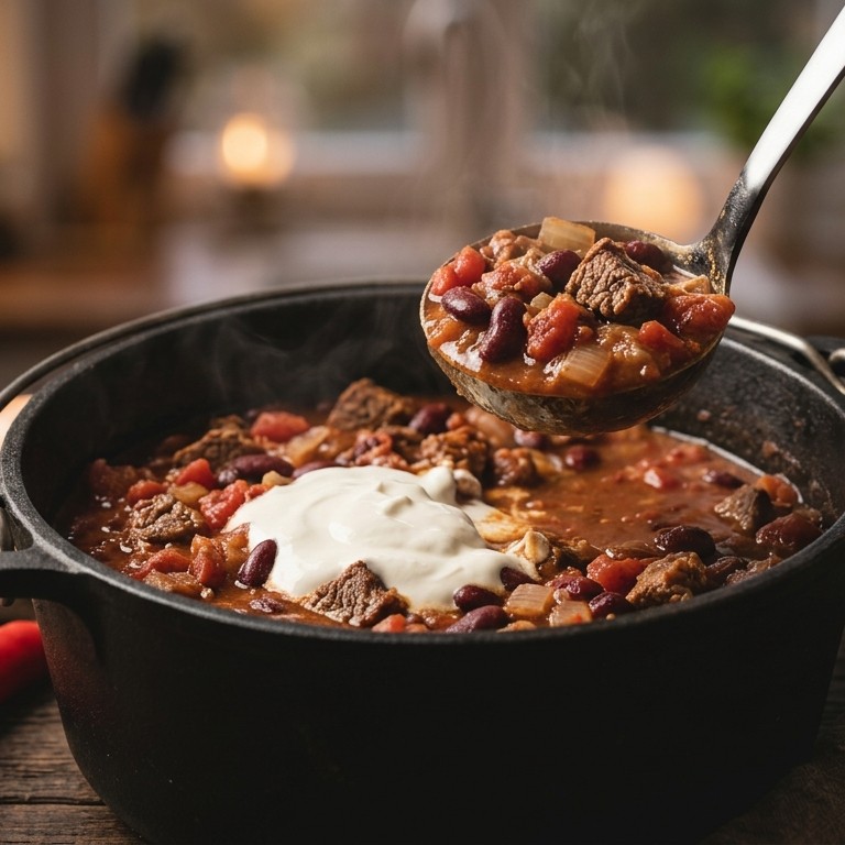 Chili con carne met zure room recept