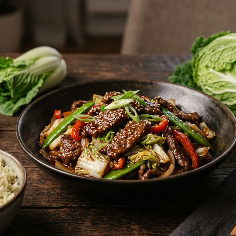 Chinees wokvlees,  met groente en rijst recept