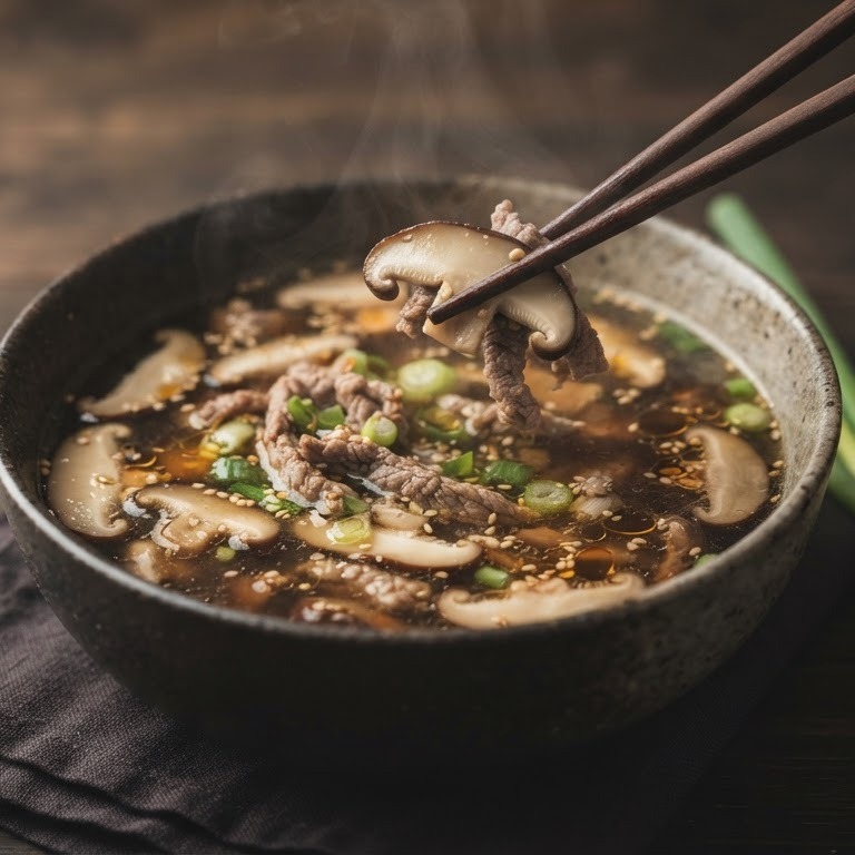 Chinese paddestoelensoep met runderreepjes recept